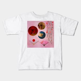 Japanese Parasols and Fans Kids T-Shirt